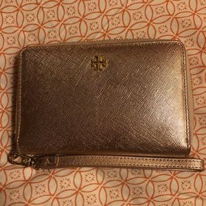 TORY BURCH rose gold wallet/wristlet